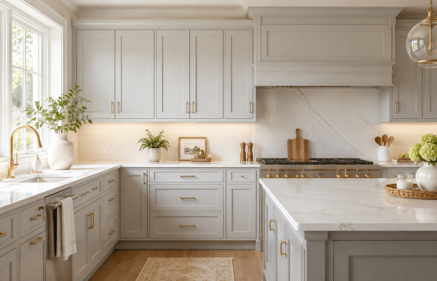 Bright modern kitchen with professionally finished painted cabinets